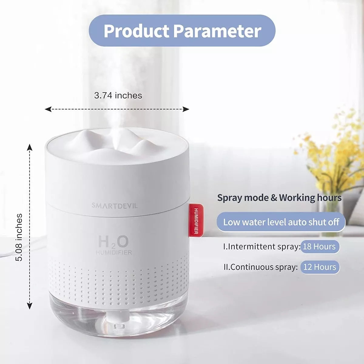 Smartdevil Small Humidifiers, 500ml Desk Humidificador