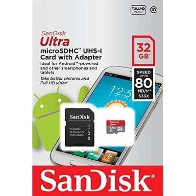 Sandisk Ultra 32gb Micro Sdhc Uhs-i Con Adaptador De Tarjeta