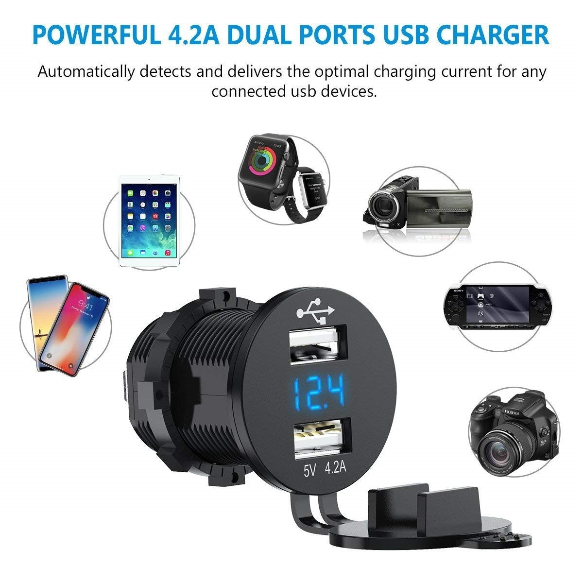 Chgeek Cargador Usb Dual Socket Toma De Alimentacion 2.1a