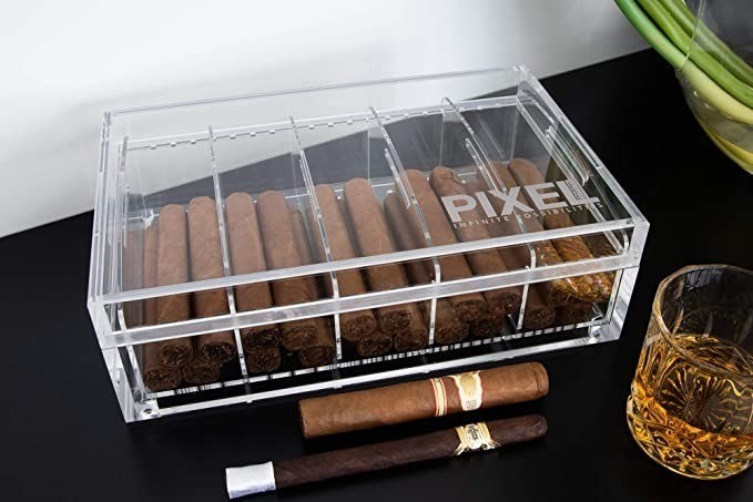 Pixel Cartel Humidor Grande Acrilico 50-70 Pz Hermetico