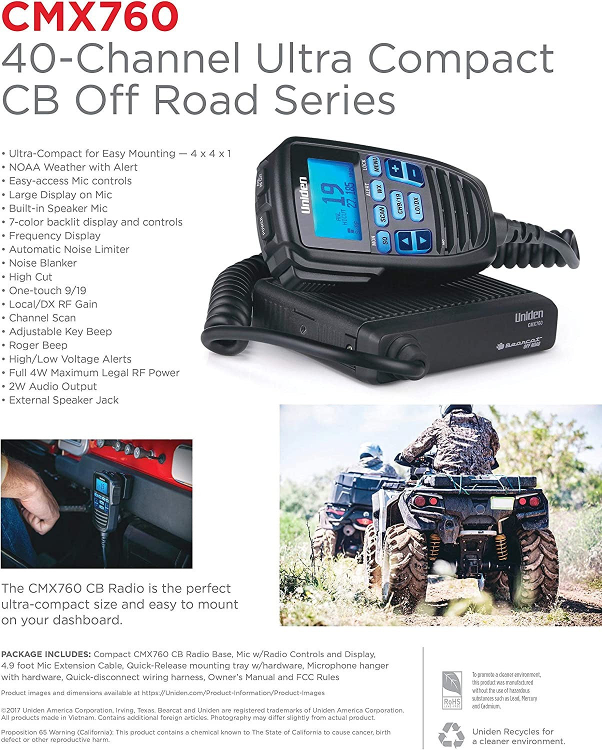 niden CMX760 Compact Mobile CB, Black
