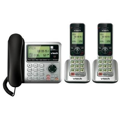 Set De 2 Vtech Telefonos Base Alambrica + Extension Cs6649-2