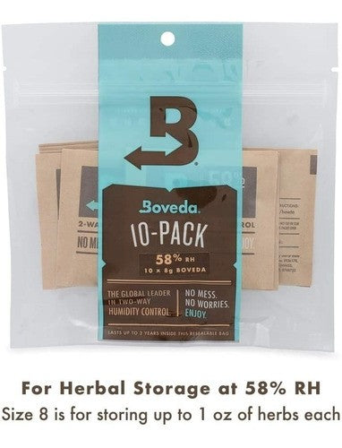 Boveda Control Humedad 2 Vias 8 Gram 10 Pz 58% Nivel Rh