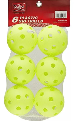 Rawlings 11 In Plastic Softballs 6 Pelotas Color Verde Fosfo