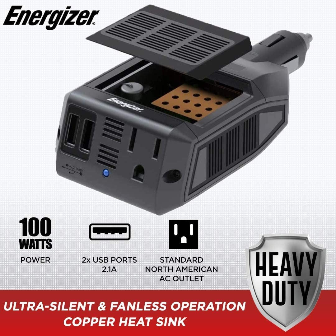 Energizer EN100 Inversor de corriente de conexión directa ultracompacto de CC a CA de 100 W