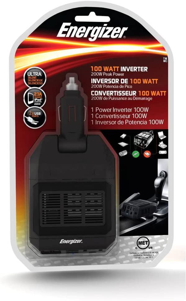Energizer EN100 Inversor de corriente de conexión directa ultracompacto de CC a CA de 100 W