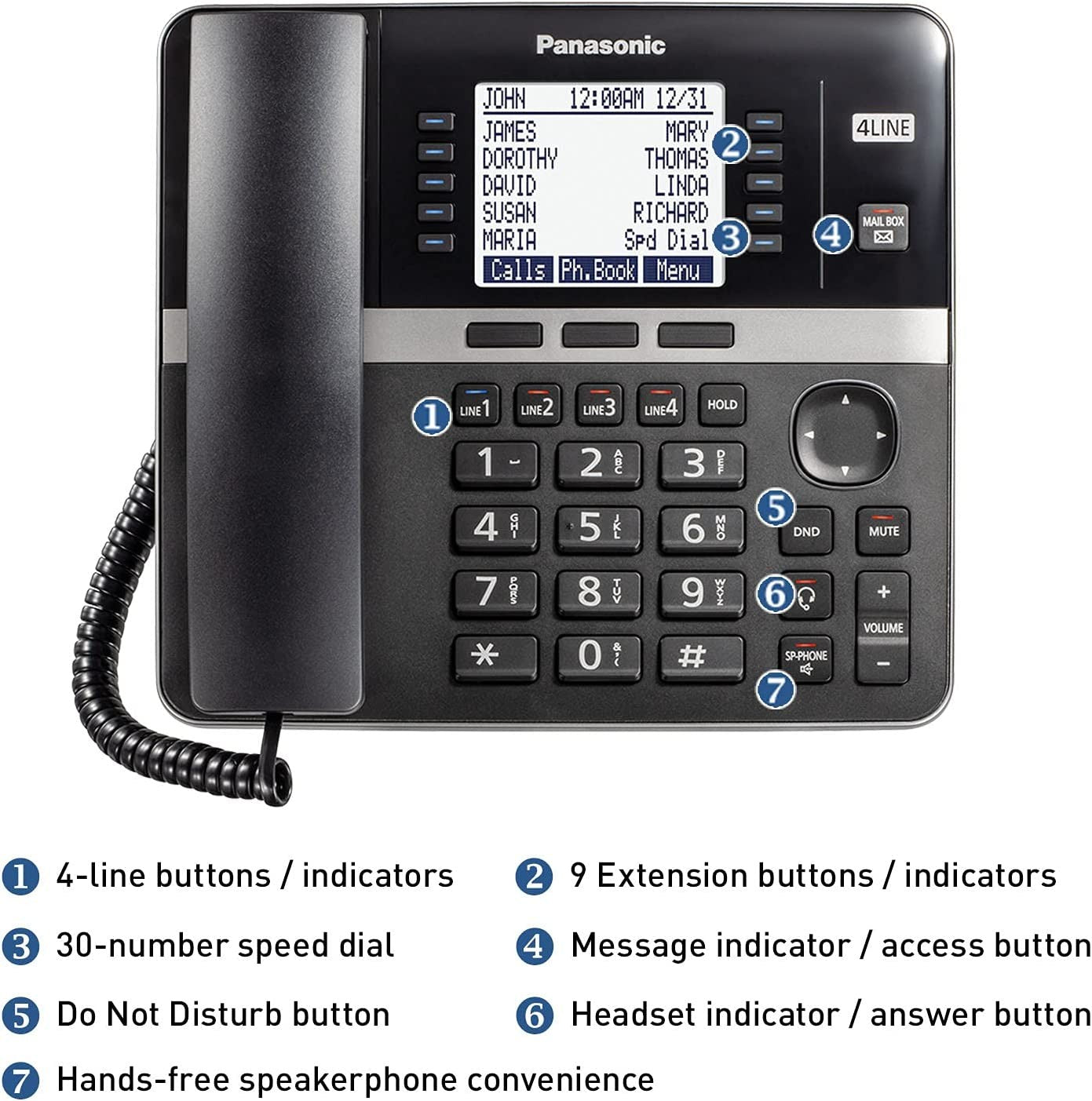 Panasonic Teléfono de oficina teléfono de escritorio KX-TGW420B