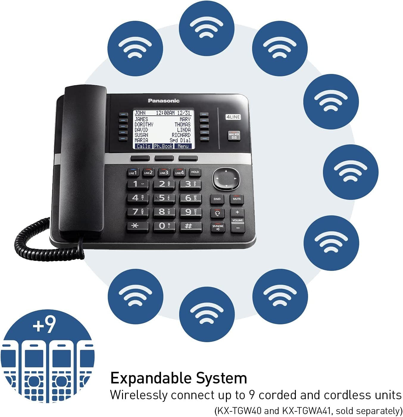 Panasonic Teléfono de oficina teléfono de escritorio KX-TGW420B