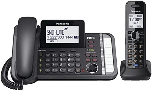 Panasonic Sistema telefónico de 2 líneas con cable/inalámbrico con 1 auricular