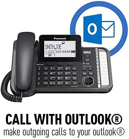 Panasonic Sistema telefónico de 2 líneas con cable/inalámbrico con 1 auricular