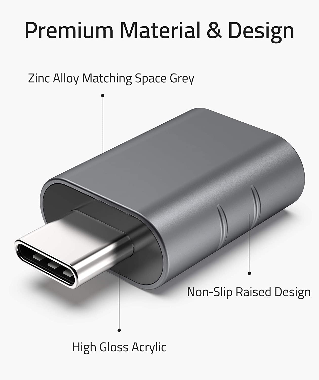 Syntech Paquete de 2 adaptadores USB C a USB Adaptador USB C macho a USB3 hembra color Space Grey