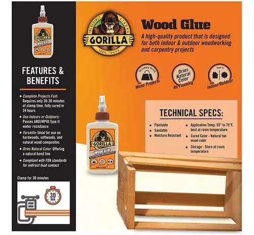 Gorilla Pegamento Para Madera 118ml Extra Fuerte
