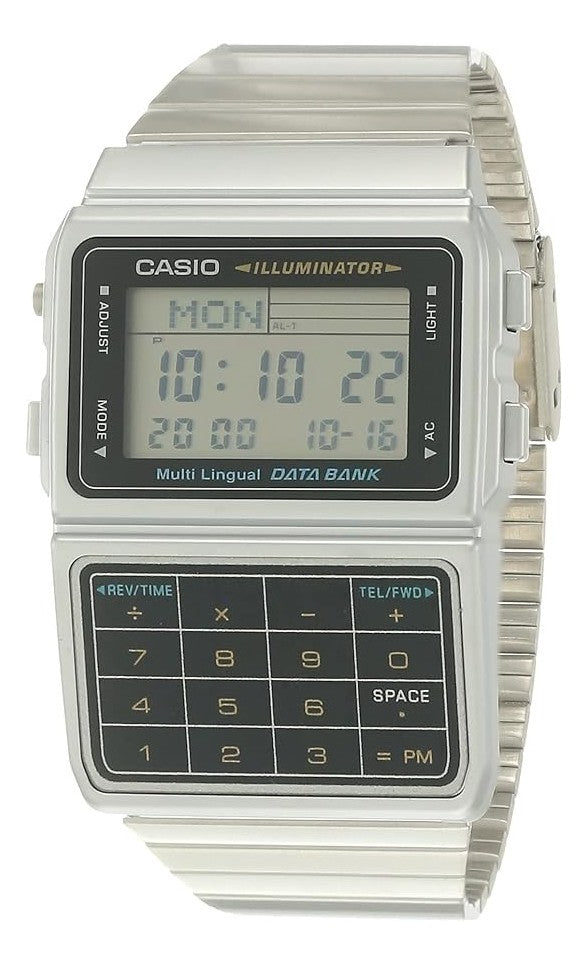 Casio Mens Plateado 25 Memoria Calculadora Databank Reloj