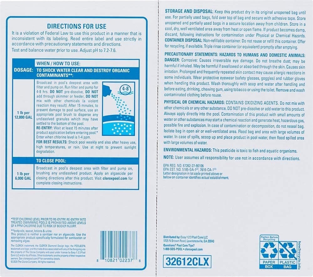 Clorox Pool Spa Shock Extra Blue + Detergente Multiusos