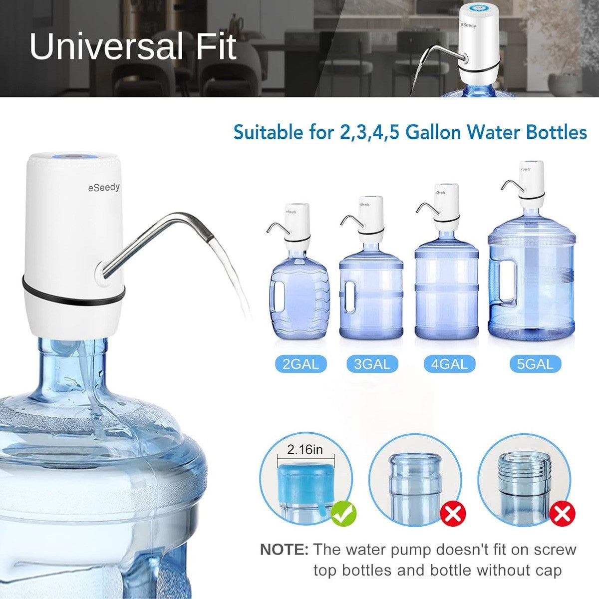 Eseedy Bomba De Agua Para Botella De 5 Galones