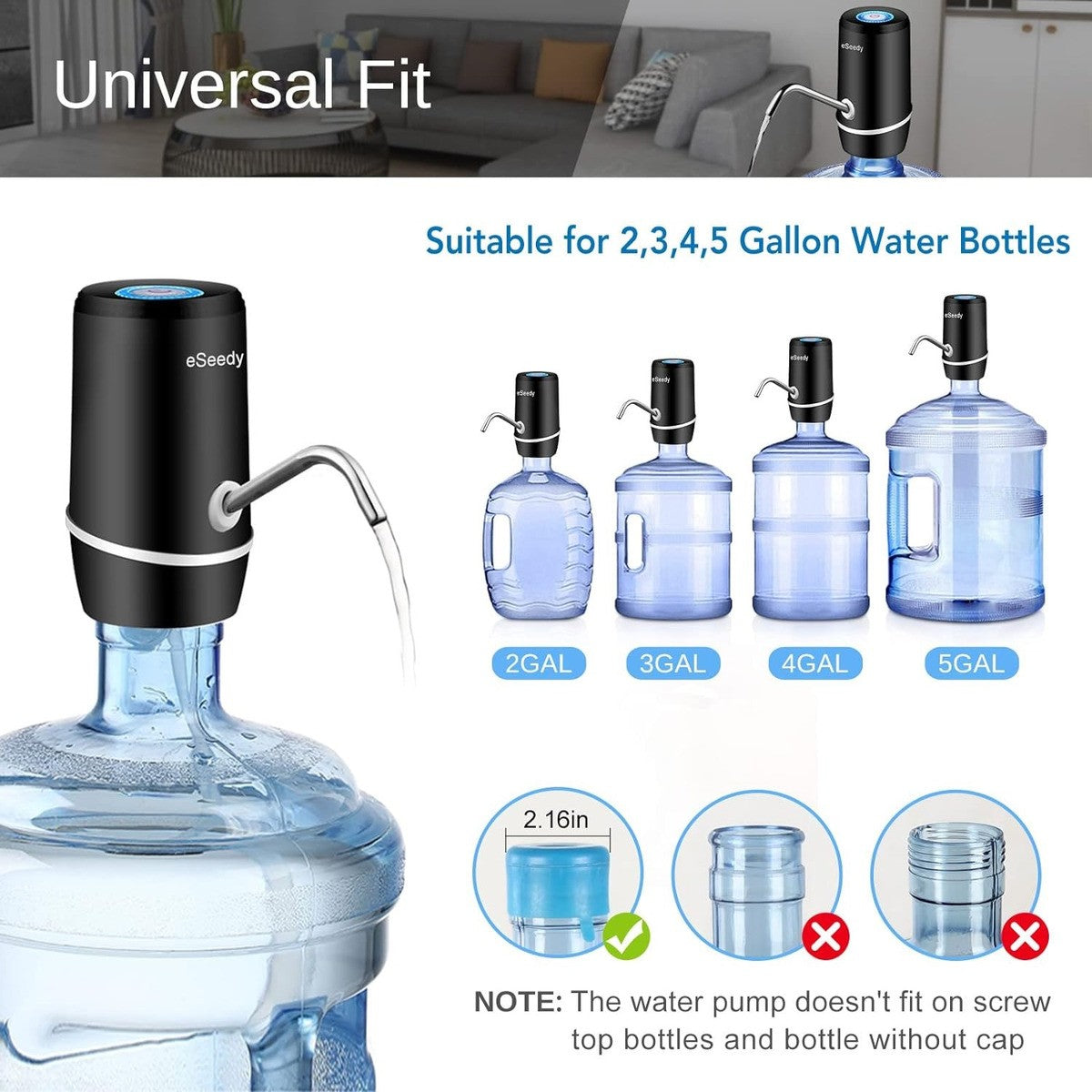 Eseedy Bomba De Agua Para Botella De 5 Galones