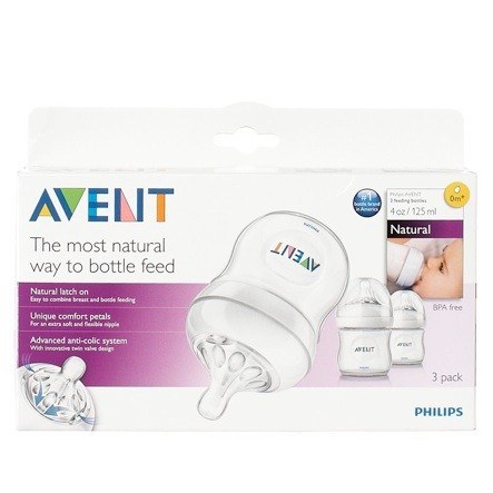 Avent Natural Set De 3 Biberones 4 Oz -bpa Free Scf690/37