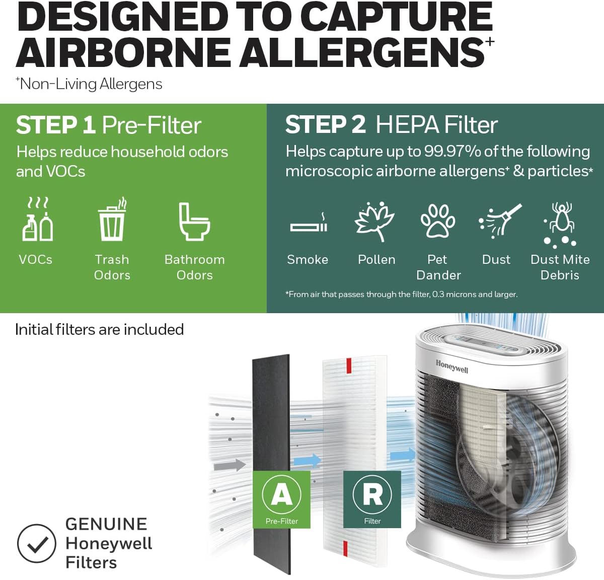 Honeywell HPA304 AllergenPlus Purificador de aire HEPA para habitaciones extragrande