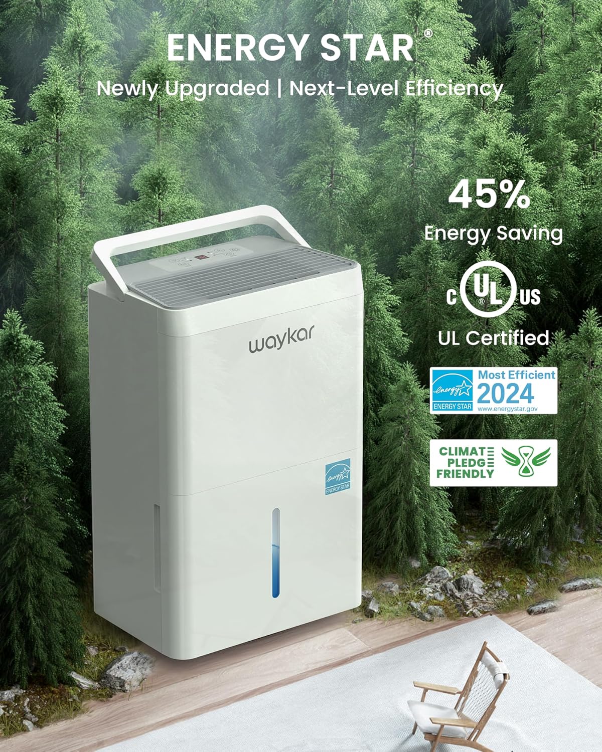 Waykar Energy Star Deshumidificador De 80 Pintas