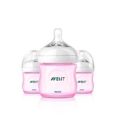 Avent Natural Set De 3 Biberones 4 Oz - En Rosa O Azul