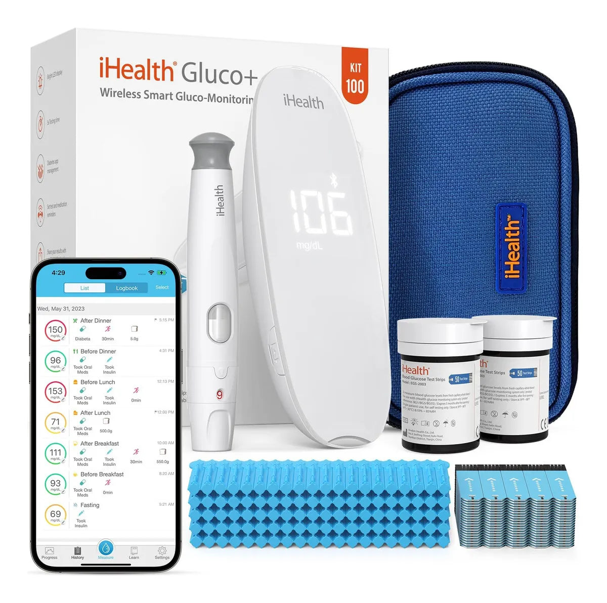 Ihealth Kit De Monitor De Glucosa En Sangre Inteligente