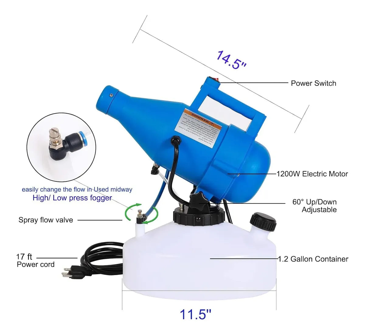Konideke Máquina De Nebulización De Plagas De 4.5 L Azul