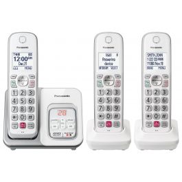 Panasonic KX‑TGD833W DECT 6.0 con contestadora y 3 handsets – Blanco