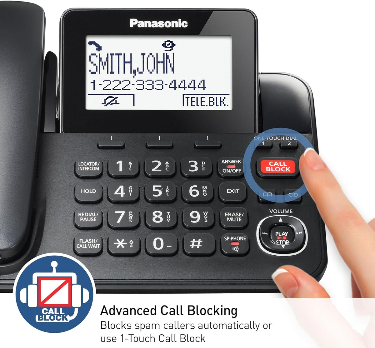 Panasonic KX‑TGF850B Teléfono Fijo/Inalámbrico | Contestadora | Grabación 2‑Vías | Bloqueo Avanzado | Expandible a 6