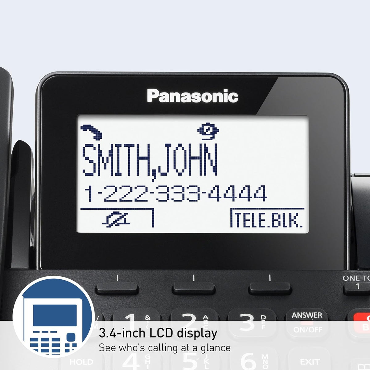 Panasonic KX‑TGF850B Teléfono Fijo/Inalámbrico | Contestadora | Grabación 2‑Vías | Bloqueo Avanzado | Expandible a 6